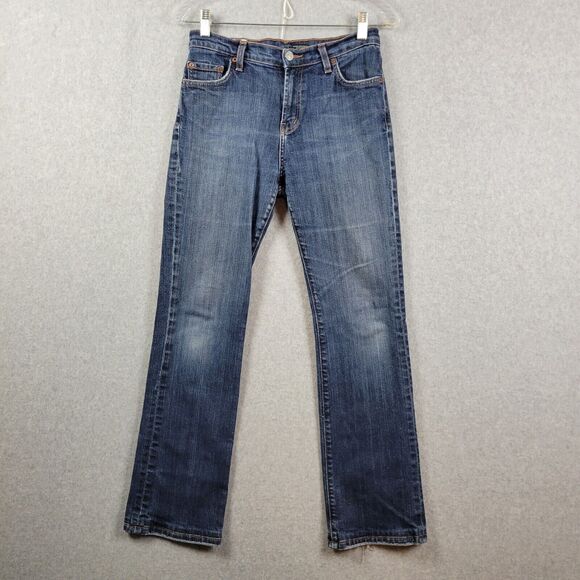 Red Engine Med Wash Denim Mid Rise Straight Leg Jeans Women's 26 USA Made - Picture 1 of 12
